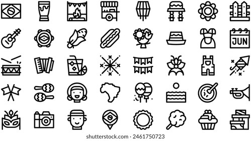 Festa Junina Icons collection is a vector illustration with editable stroke.