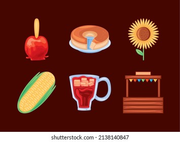 festa junina icons set vector