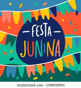 Festa Junina Illustration. Brazil June festival design for greeting card, invitation or holiday poster.