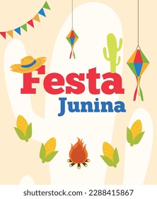 Ilustración de Festa Junina. Festividades latinoamericanas. Cartel del vector.
