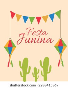 Ilustración de Festa Junina. Festividades latinoamericanas. Cartel del vector.
