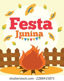 Ilustración de Festa Junina. Festividades latinoamericanas. Cartel del vector.
