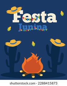 Ilustración de Festa Junina. Festividades latinoamericanas. Cartel del vector.
