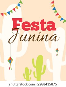 Ilustración de Festa Junina. Festividades latinoamericanas. Cartel del vector.
