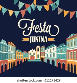 Festa Junina illustration. Latin American holiday. Vector banner.