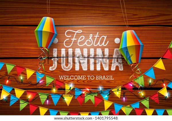 Festa Junina Illustration Party Flags Paper Stock Vector Royalty Free 1401795548 7651