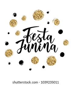 Festa Junina illustration traditional Brazil June festival party. Vector illustration of lettering poster.