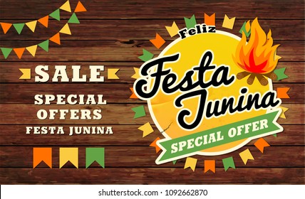 Festa Junina illustration traditional. Brazil June festival party. Vector illustration. Latin American holiday.