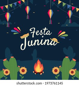 Festa Junina illustration - traditional Brazil June festival party. Vector illustration