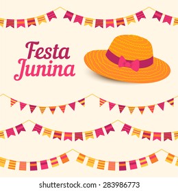 Festa Junina illustration - traditional Brazil june festival party - Midsummer holiday. Vector illustration.