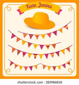 Festa Junina illustration - traditional Brazil june festival party - Midsummer holiday. Vector illustration.