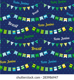 Festa Junina illustration - traditional Brazil june festival party - Midsummer holiday. Vector illustration. Seamless pattern