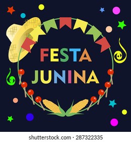 Festa Junina illustration - traditional Brazil june festival party - Midsummer holiday. Vector illustration.