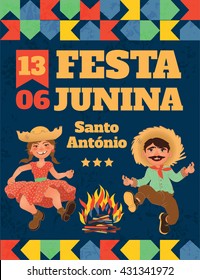 Festa Junina illustration - traditional Brazil June festival party. Vector illustration. Latin American holiday.