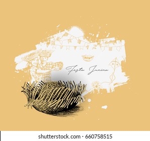 Festa Junina illustration - traditional Brazil june festival party, Party decoration vector. Bunting banners.
