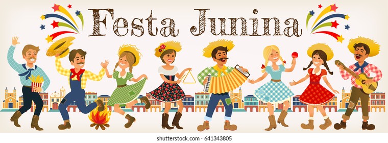 Festa Junina illustration. Vector banner. Latin American holiday.