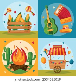 Festa Junina illustrations in flat design