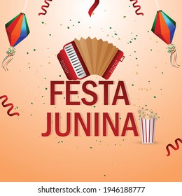 Festa junina invitation cards with guitar and hat