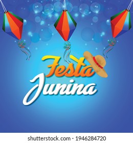 Festa junina invitation cards with guitar and hat