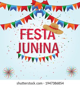 Festa junina invitation cards with guitar and hat