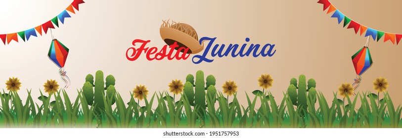 Festa junina invitation cards with guitar and hat