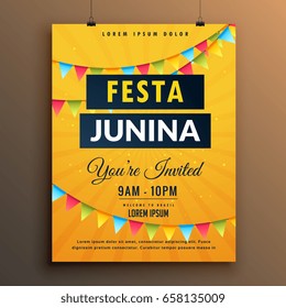 festa junina invitation poster design with garlands