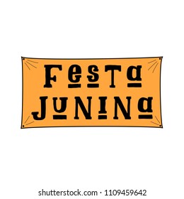 Festa Junina (June Festival in Portuguese language) Illustration on white background. Brazil June Festival Design for Greeting Card, Invitation or Holiday Poster. Vector.