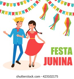 Festa Junina - June party. Brazil Festival. Folklore holiday. Festival fire. Vector illustration.