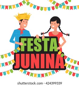 Festa Junina - June party. Brazil Festival. Folklore holiday. Festival fire. Vector illustration.