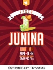 Festa Junina (June party) marketing design. EPS 10 vector illustration