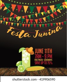 Festa Junina (June party) marketing design. EPS 10 vector illustration