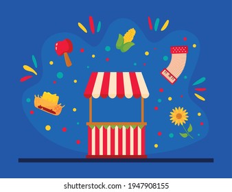 festa junina kiosk and icons