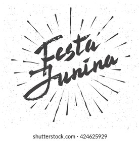 Festa Junina lettering. Traditional Brazil June festival party - Midsummer holiday. Latin American holiday, the inscription in Portuguese Festa Junina. Vector Illustration