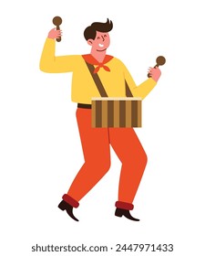 festa junina man with drum illustration