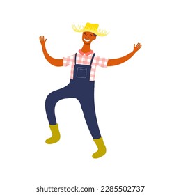 Festa Junina man, male dancer in traditional costume character illustration. Hand drawn cartoon vector, isolated on white. Brazilian holiday, Saint John festival, party, carnival design element