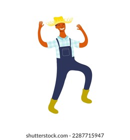 Festa Junina man, male dancer in traditional costume character illustration. Hand drawn cartoon vector, isolated on white. Brazilian holiday, Saint John festival, party, carnival design element