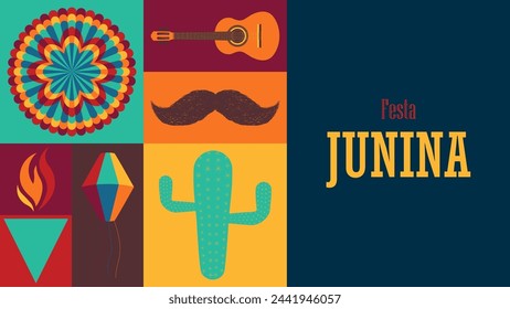 Festa Junina minimalist poster, vector illustration