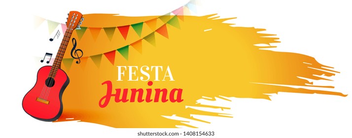 festa junina music festival banner with guitar