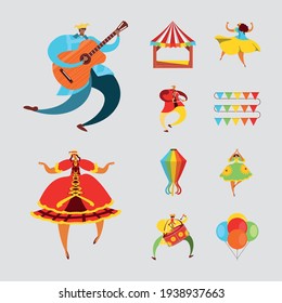 festa junina musician celebration icons