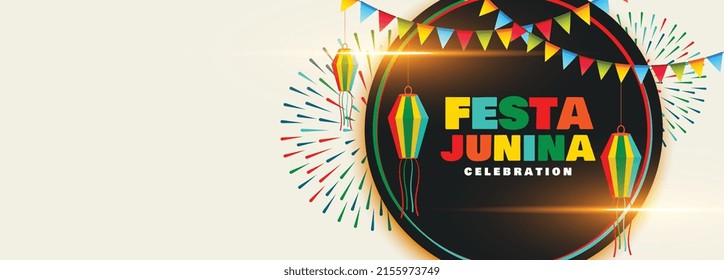 festa junina party banner with colorful decoration