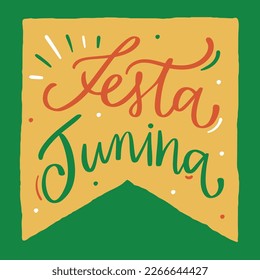 Festa Junina. Junina Party in brazilian portuguese. Modern hand Lettering. vector.