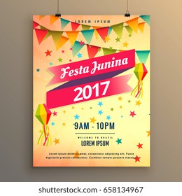 Festa Junina Party Celebration Poster Design With Decorative Elements