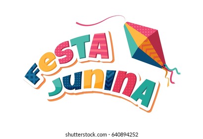 Festa Junina party greeting card. Traditional Brazil june festival. Vector illustration