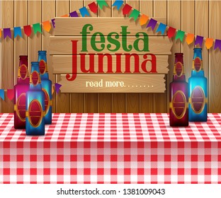 Festa Junina party greeting design. Poster of Brazil Festival. Folklore holiday