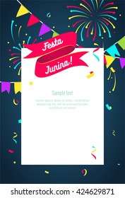 Festa Junina party greeting design. Traditional Brazil June festival party. Vector flat illustration