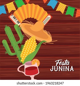 festa junina party with icons