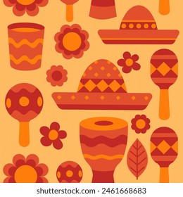 Festa junina pattern. Flat style. Seamless pattern.
