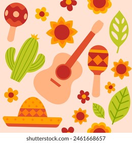 Festa junina pattern. Seamless pattern. Cartoon style.