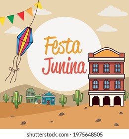 festa junina postcard with desert scene