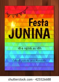 Festa Junina poster or flyer design. Festa Junina - traditional Brazil June festival party - Midsummer holiday. (translation: 18-19.06 at 6pm. free enter for club members.) Vector illustration.